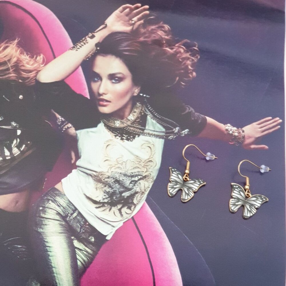 Butterfly Gold Black Dangle Earrings Charm Women Fashion Casual Formal Jewelry
